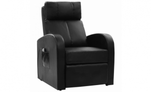  Cadeira de massagens couro artificial preto - Portes Grátis