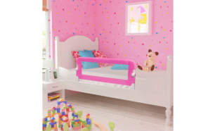  Barra de segurança para cama de criança 2 pcs 102x42 cm rosa - Portes Grátis