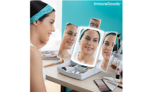 Espelho Led Dobrável Com Organizador De Maquilhagem 3 Em 1 Panomir Innovagoods